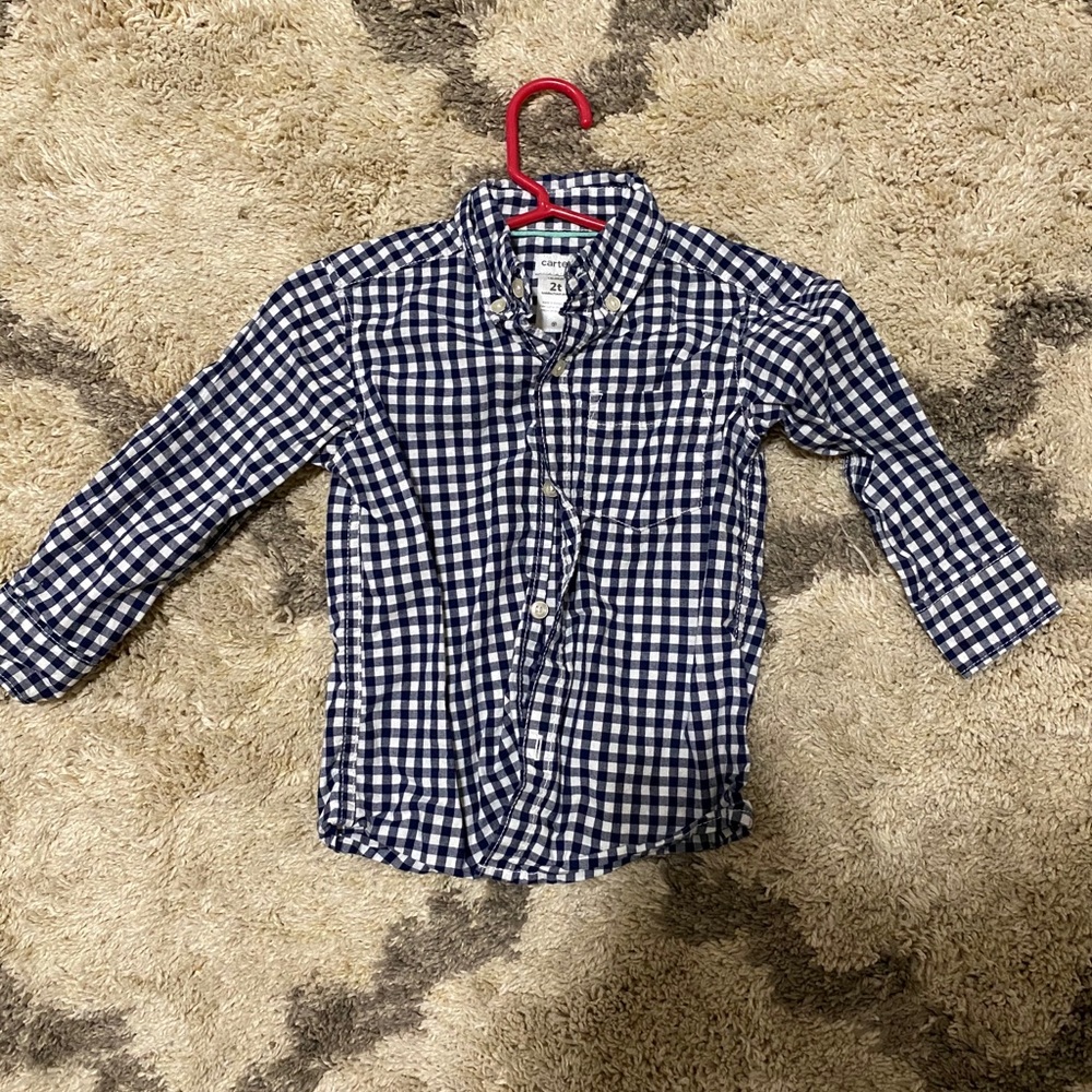 2t Carter Navy and White Button Up